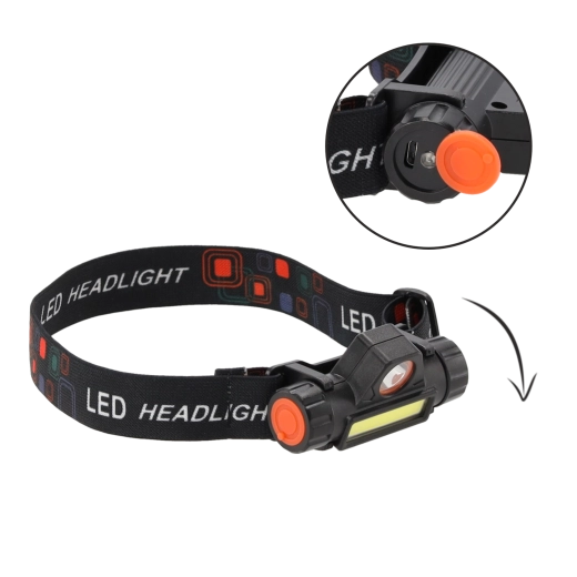 Lanternă frontală LED din aluminiu, compactă și reîncărcabilă