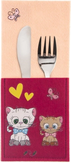 Husă pentru tacâmuri pentru copii Pisicuță 21 × 9 cm