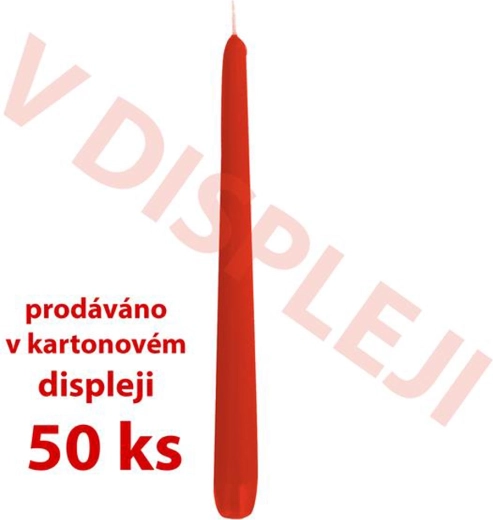 Lumânări conice din parafină, 18,5 × 2,3 cm, roșu intens – pachet 50 buc
