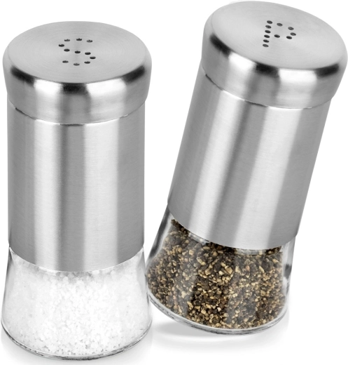 Solniță și piperniță din sticlă 140 ml, set 2 buc