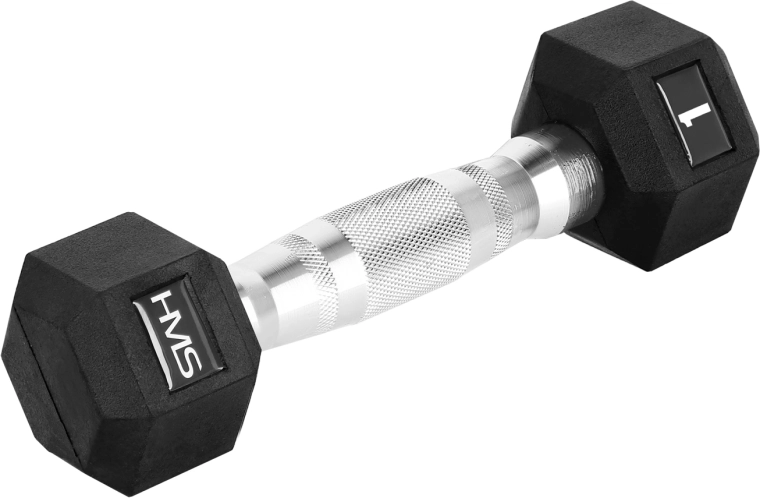 Haltera hexagonală din cauciuc HMS Hex 1 kg