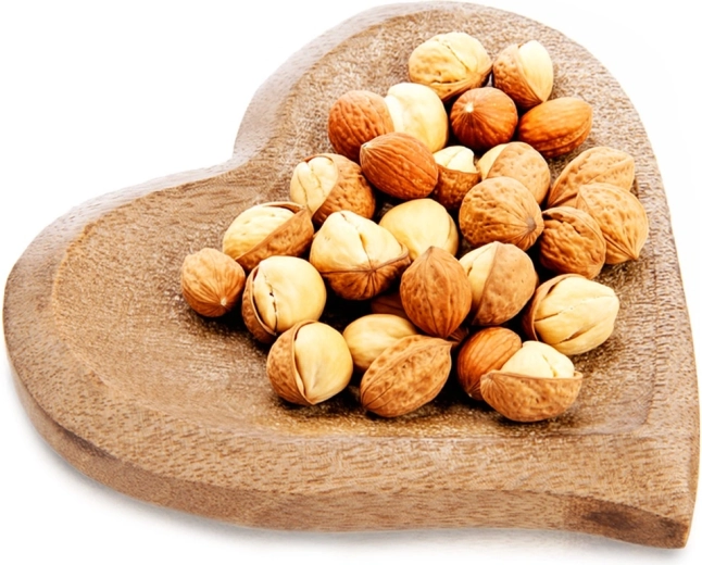 Farfurie din lemn pentru gustări, inimă, din mango, 12 × 12 cm