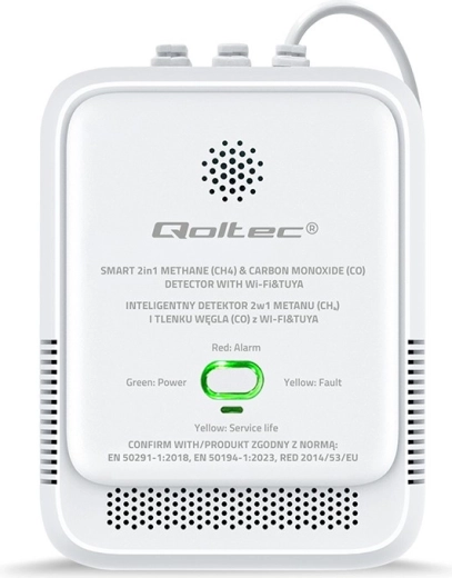 Detector Tuya Wi‑Fi pentru scurgeri de gaz natural și monoxid de carbon, cu alarmă 85 dB