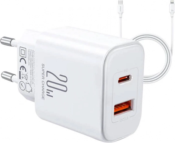 Încărcător Joyroom JR-TCF05 Flash, 20W + cablu C-L 1 m (alb)