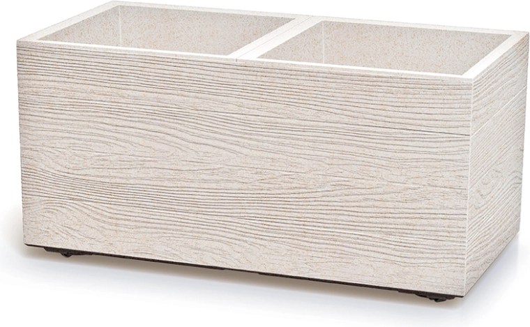 Ghiveci din plastic Madera Case Eco Wood 77 cm – alb