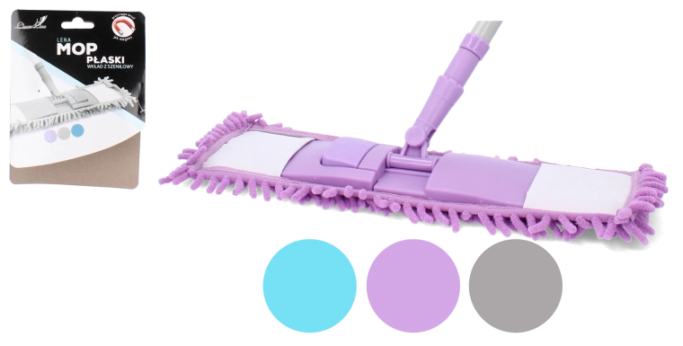 Mop plat cu fibre chenille și coadă telescopică