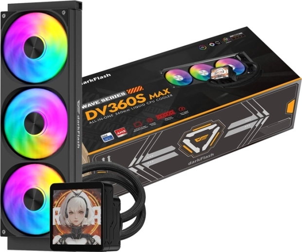 Răcire cu apă CPU DarkFlash DV360S MAX 360 mm cu ecran IPS, negru