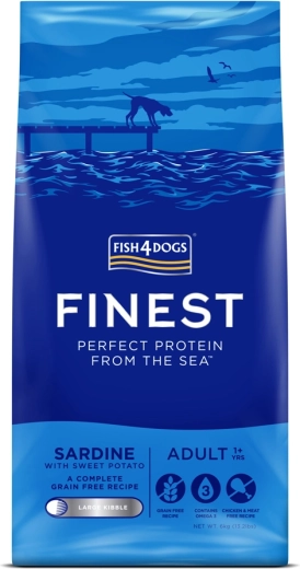 Granule pentru câini adulți de talie mare cu sardină FISH4DOGS și cartofi dulci 6 kg