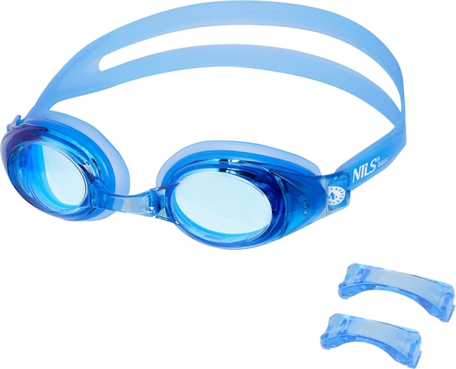 Ochelari de înot NILS Aqua albaștri cu anti-aburire și protecție UV