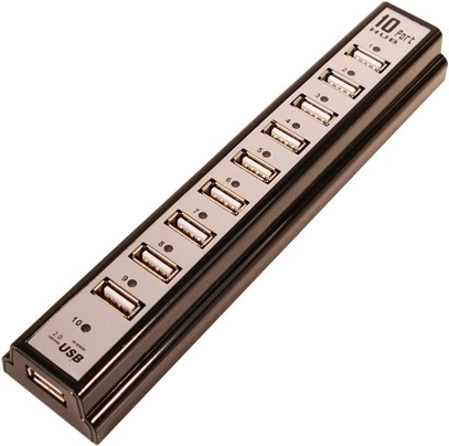 Hub USB 2.0 cu 10 porturi și adaptor de alimentare