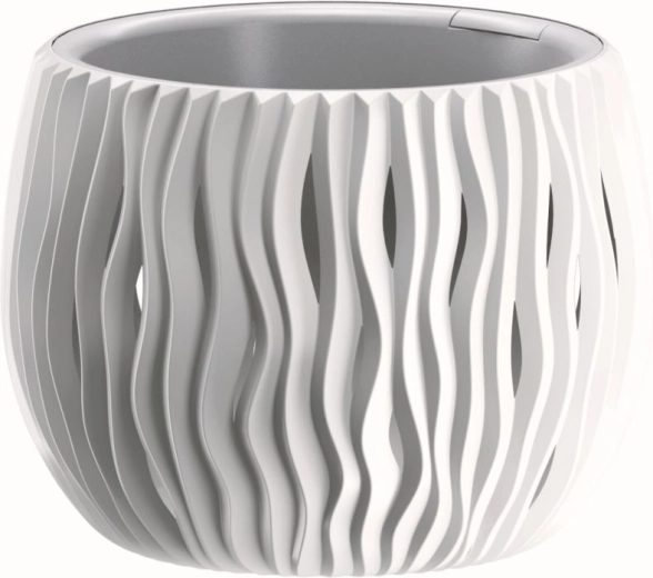 Ghiveci Sandy Bowl cu inserție 18 cm alb