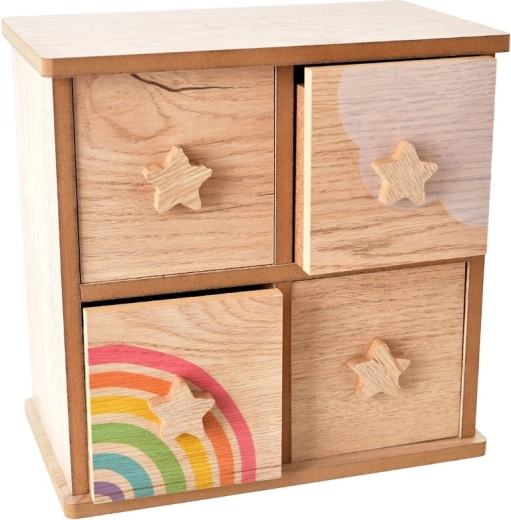 Organizator din lemn Rainbow cu 4 sertare