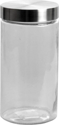 Borcan rotund din sticlă 1,7 l cu capac din inox