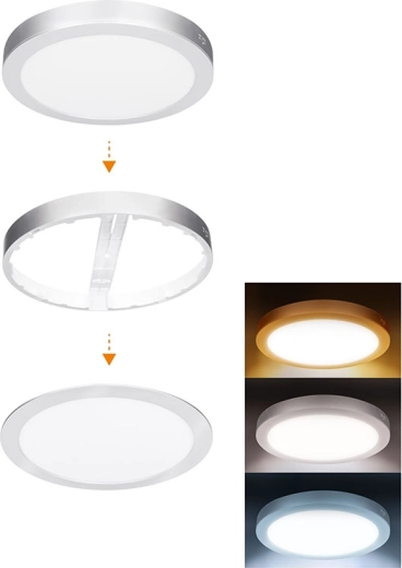 Solight mini panou LED pentru baie 2în1 rotund 24 W IP54 3CCT argintiu