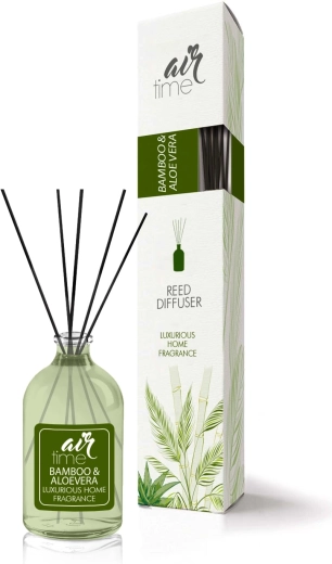 Odorizant de aer cu bețișoare din bambus Well Done Air Time, bambus și aloe vera, 50 ml