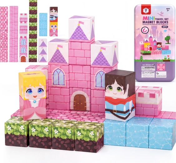 Set de construcție magnetic Castelul prințesei 38 de piese 2 cm