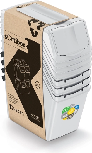 Set de coșuri pentru colectare selectivă Sortibox 4×25 l gri cenușiu