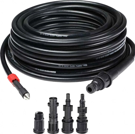 Furtun de curățare pentru scurgeri și canalizare 15 m cu adaptoare pentru mașini de spălat cu presiune