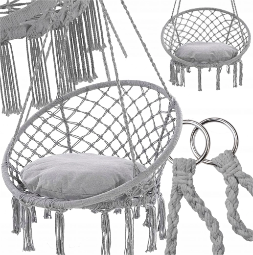 Cuib suspendat pentru șezut cu pernă, gri