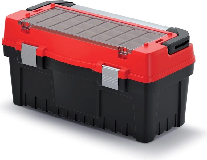 Cutie pentru scule KISTENBERG EVO cu mâner și încuietori metalice, 594 × 288 × 308 mm, roșie