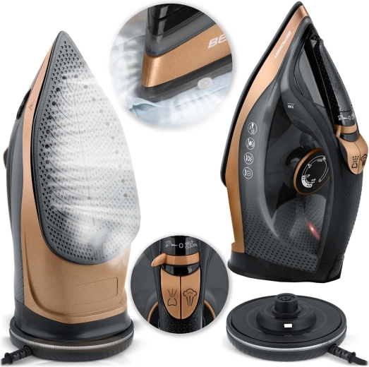 Fier de călcat cu abur fără fir Berdsen 2600 W cu talpă ceramică