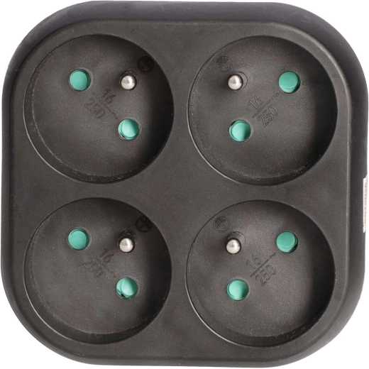 Solight distribuitor cu patru prize, 16 A, negru