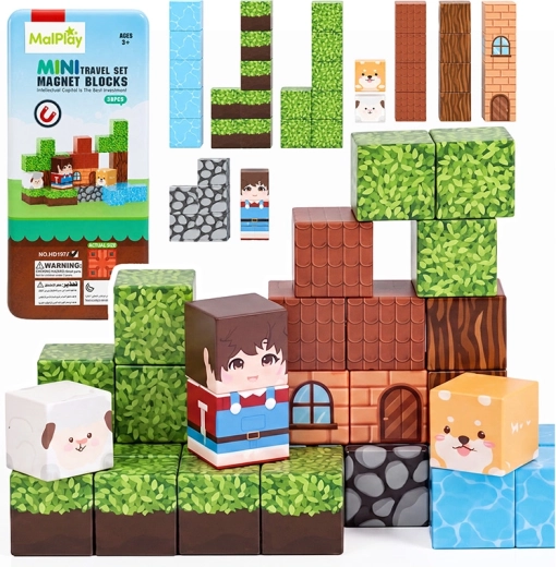 Set de construcție magnetic Wioska (sătuc) 38 piese 2 cm