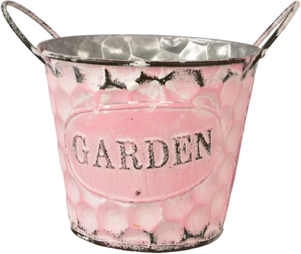 Ghiveci decorativ din tablă Garden roz 12 × 12 × 13 cm