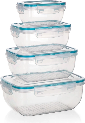 Set de cutii alimentare dreptunghiulare ermetice LEYA – set 4 buc (0,14–2,3 l)
