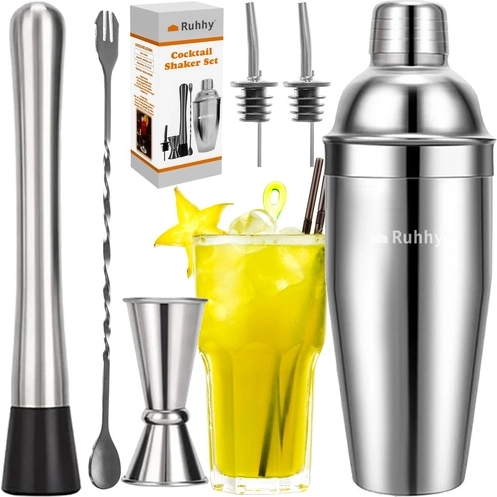 Set de bar pentru cocktailuri Ruhhy 6 în 1 din oțel inoxidabil