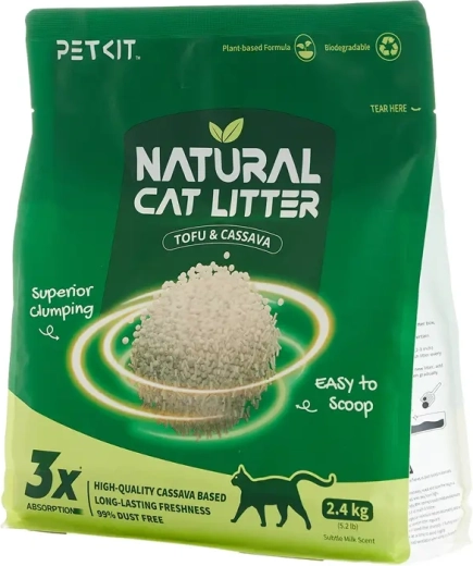 Petkit Natural cat litter - așternut natural aglomerant pentru pisici (4× 2,4 kg)