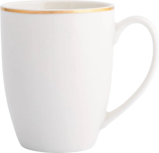 Cana din porțelan Bella „linie aurie”, crem, 400 ml