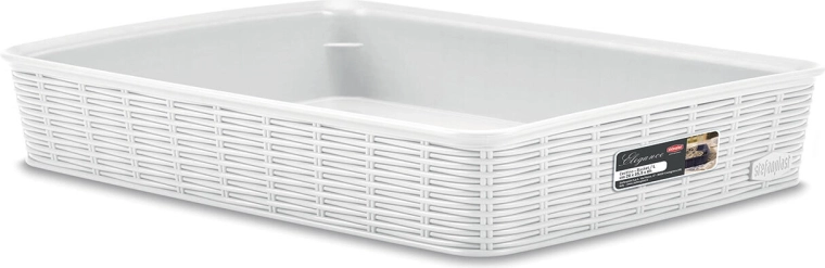 coș eleganță alb plastic 35,5 × 26 × 6 cm