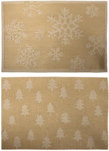 Set de masă de Crăciun 30 × 45 cm, auriu, poliester