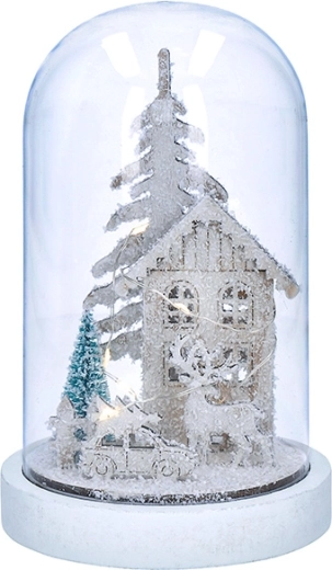 Solight decorațiune LED de Crăciun – peisaj înzăpezit cu căsuță, 18 cm
