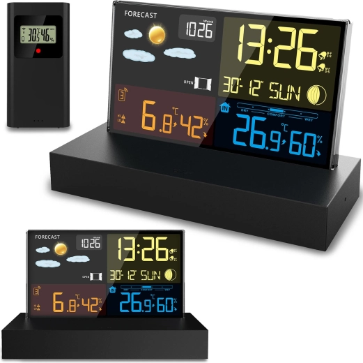Stație meteo wireless cu ecran LCD color BD-912, neagră
