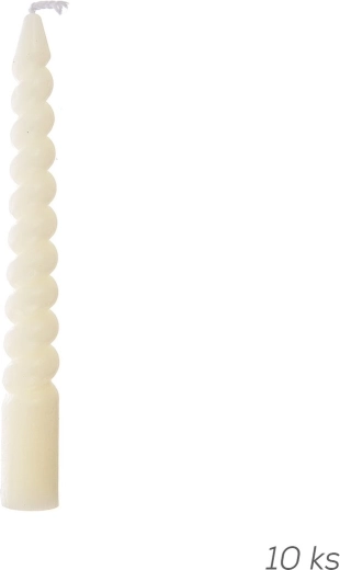 Lumânări decorative răsucite crem 10 buc 10 cm