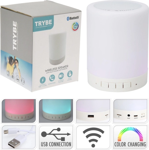 Boxă Bluetooth wireless cu lumină, albă
