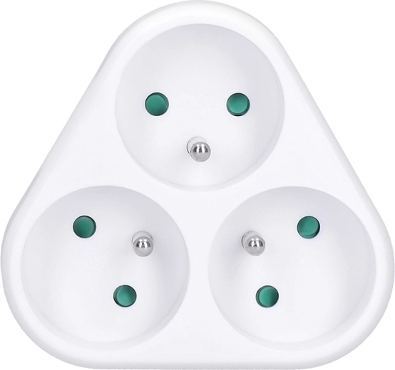 Solight adaptor triunghiular pentru priză, 3 × 10 A, alb