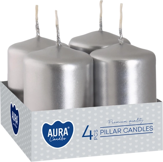 Lumânări advent argintii metalizate 60 × 40 mm - 4 buc.