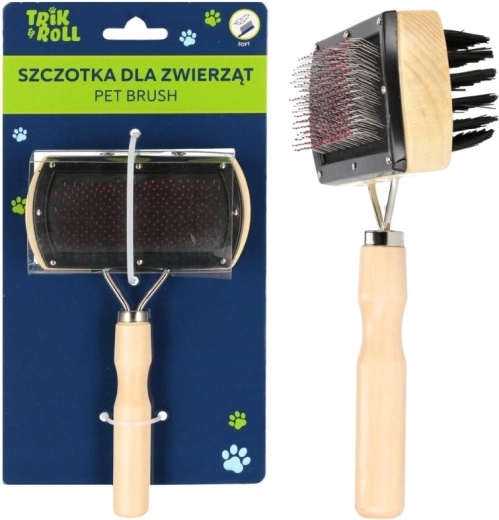 Perie naturală dublă pentru animale