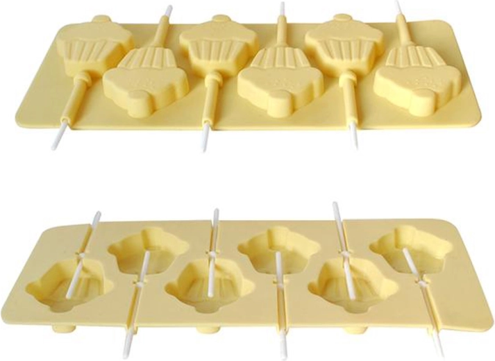 Formă din silicon pentru acadele tip brioșă cu bețișoare, crem