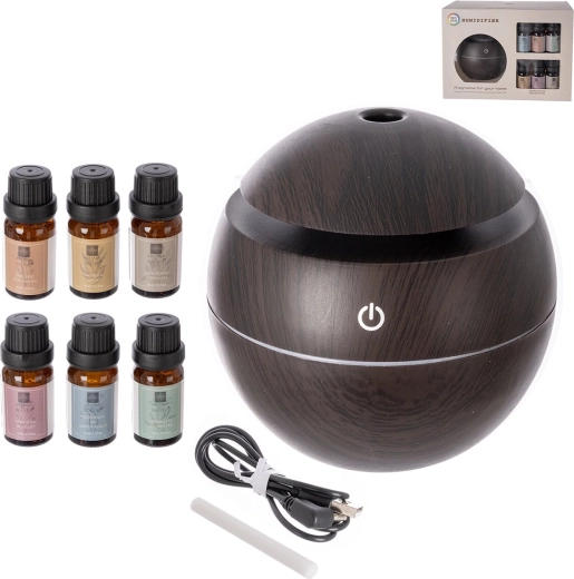 Difuzor electric de aromă maro pe USB + 6× arome 10 ml