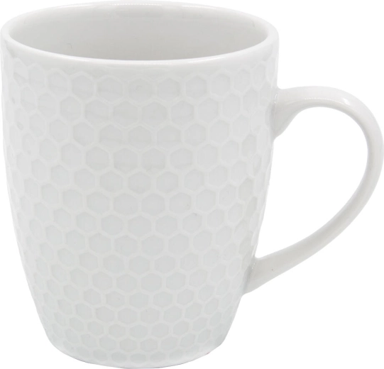 Cană din porțelan Honeycomb 420 ml albă