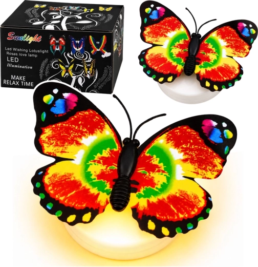 Fluturaș LED luminos – decorațiune autoadezivă 6 × 5 cm