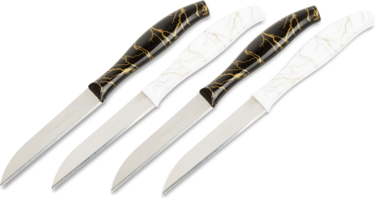 Set de cuțite pentru decojit de 15 cm, alb-negru, 4 bucăți