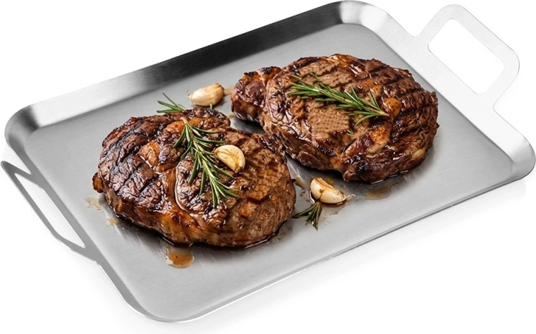 Placă de grătar din inox 43 × 25 cm cu mânere