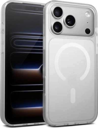 husă hibridă mată magnetică MagSafe pentru iPhone 17 Pro Max – albă