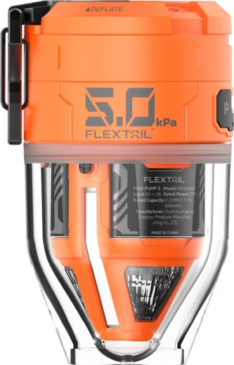 Flextail Max Pump 3 pompă electrică portabilă cu lumină de camping, portocalie