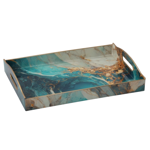 Tavă decorativă dreptunghiulară cu efect de rășină (resin) 37,5 × 27,5 × 6 cm - 1 bucată